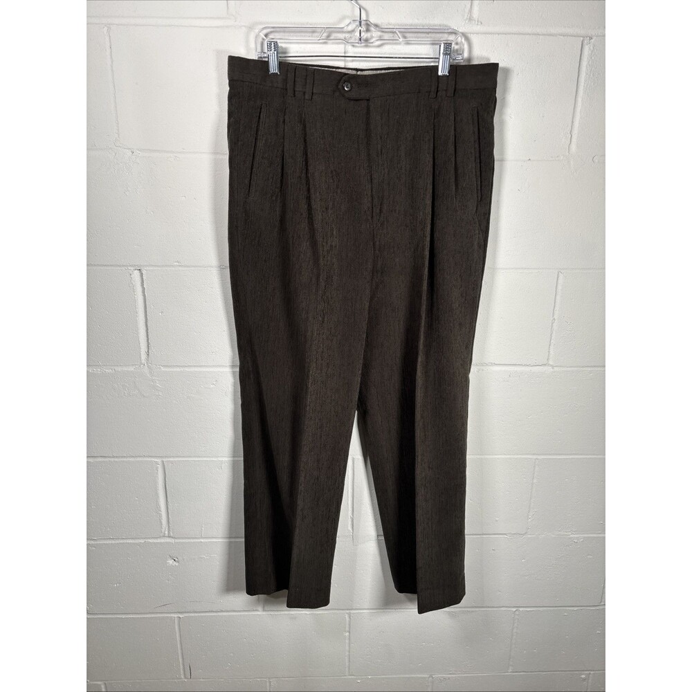 St. Croix 36 x 30 Dark Green Corduroy Pleated Cuffed Dress Pants